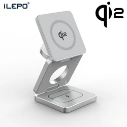3 in 1 Wireless Charger Qi2 15W For iPhone 16 15 14 13 12 Fast Charging Station For Apple Watch 9 8 7 6 5 for Airpods pro stand