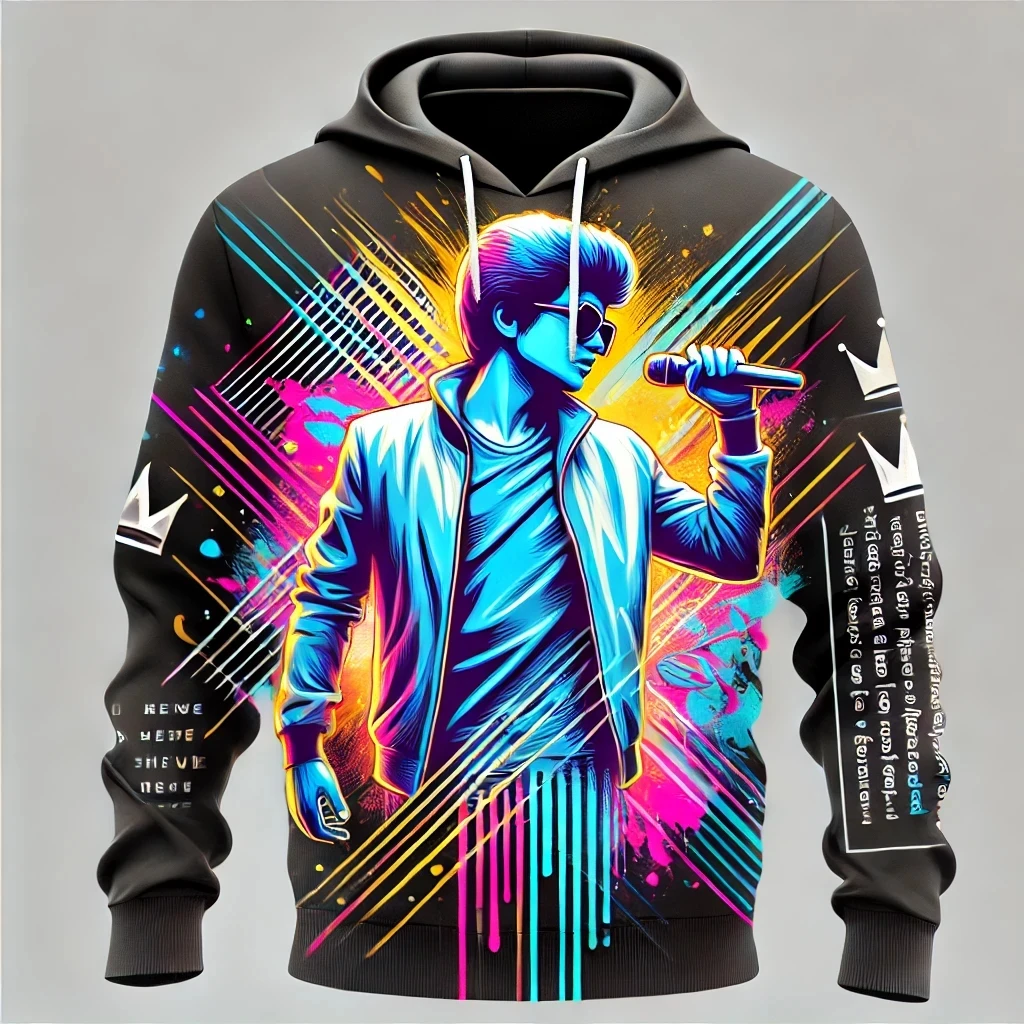 New Men's European And American Singers 3D Print Hoodies Male Casual Sweatshirts Hooded Oversized Pullover Tracksuit Coats