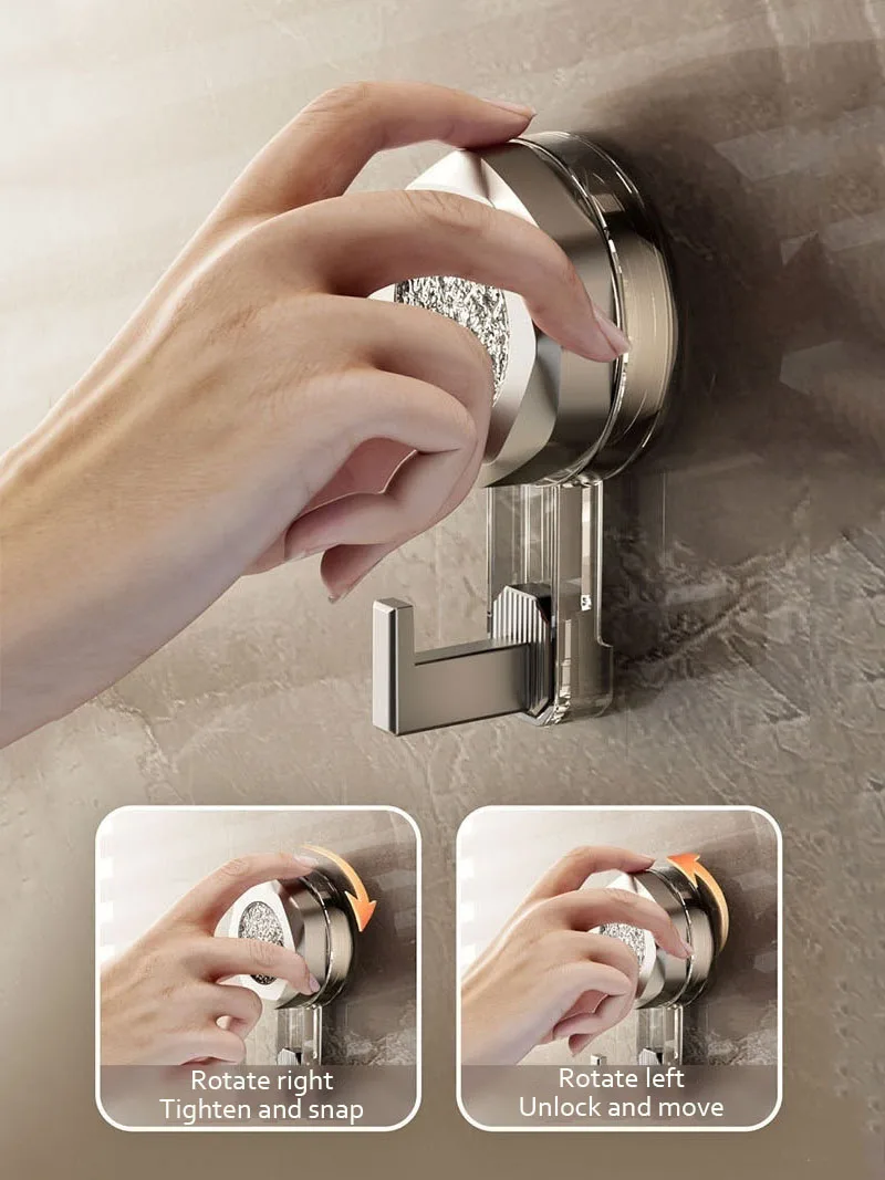 Rotating strong sticky vacuum suction cup hook punch-free bathroom seamless toilet kitchen door load-bearing towel hook