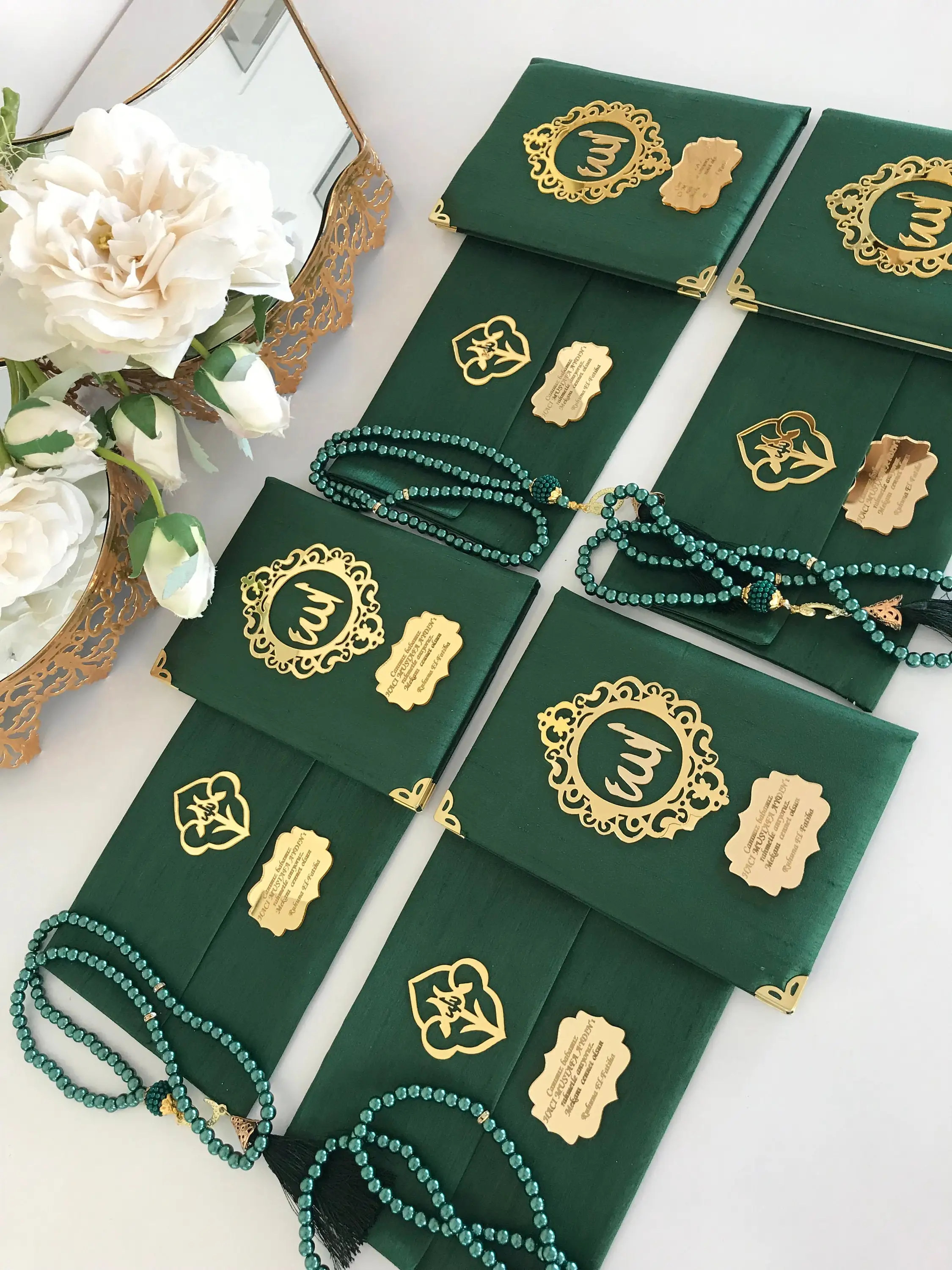 10 PCs Islamic Gift, Green Yaseen Gift Set, Yaseen Favor, Yaseen Book With Shantug Bag, Tasbeeh Gift, Muslim Favors, Islamic