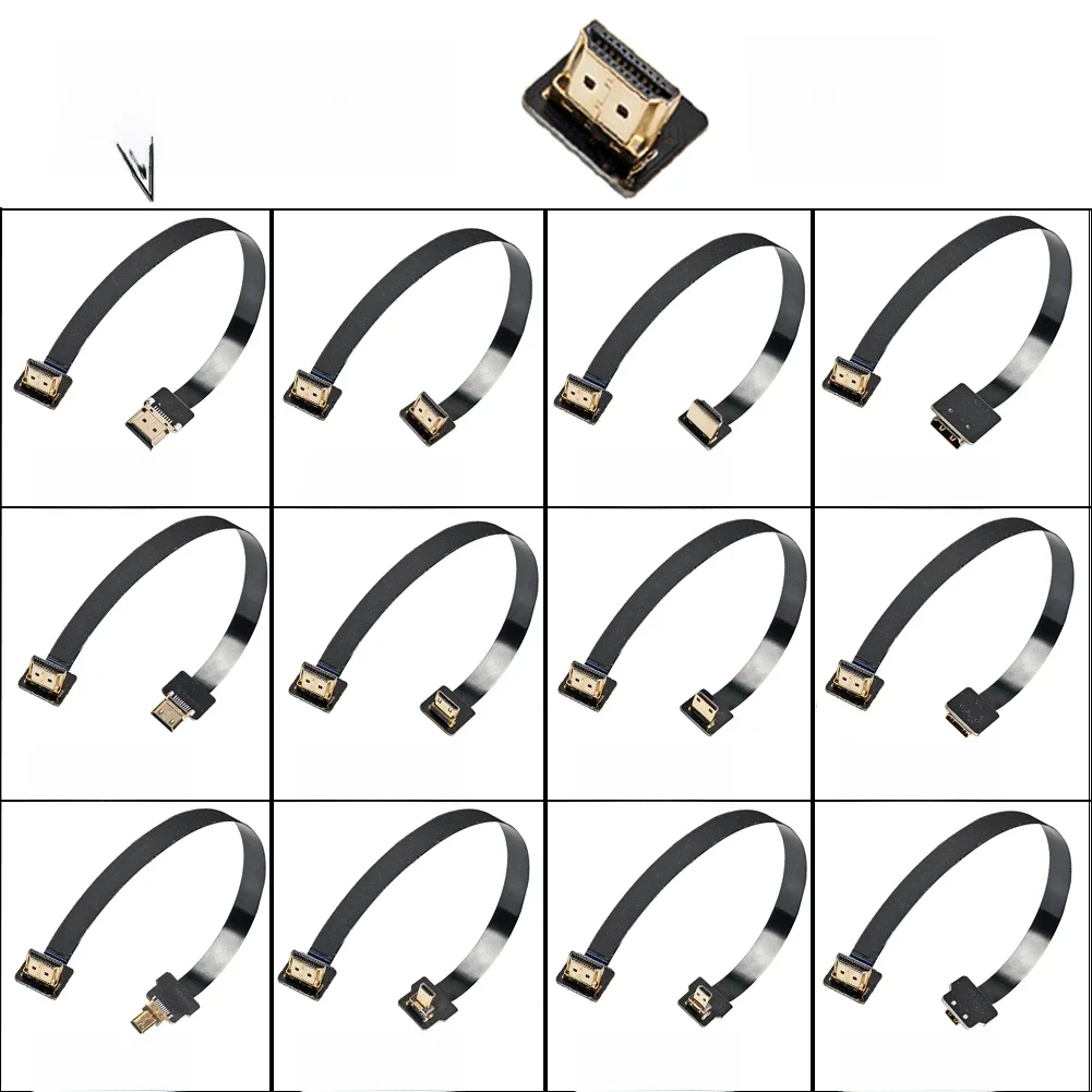 Seria A2 Super krótkie fpc ffc HDcord,ultra cienki płaski fpv kompatybilny z HDMI kabel elastyczny mini hdmi do micro hdmi wstążka drut 10cm/5cm Krótki elastyczny do kamery wideo HDTV przewód — zdjęcie 2