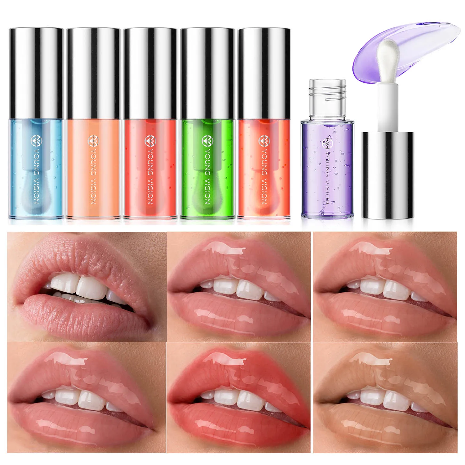 versao-jovem-6-cores-espelho-hortela-oleo-labial-nutritivo-mel-umidade-duradoura-hidratante-labial-esmalte