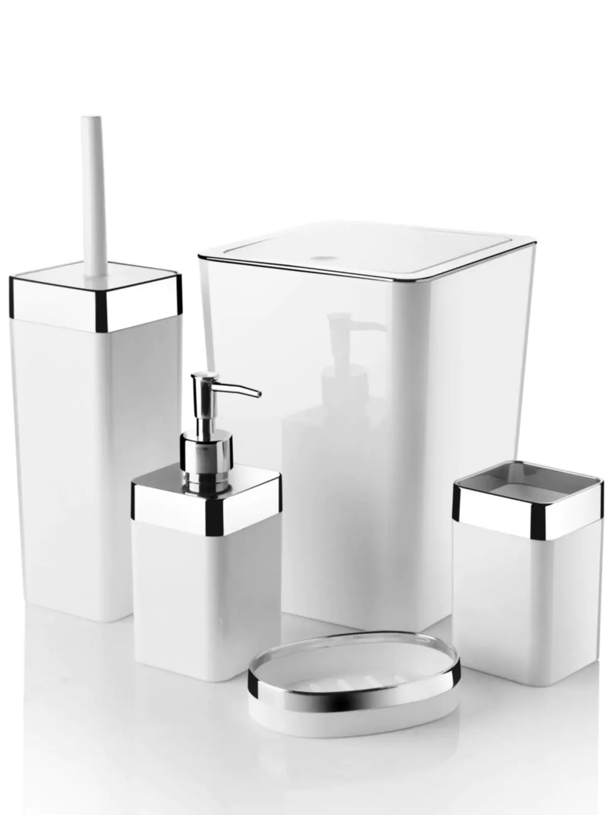 5 piece Acrylic Metalized Coated Lux Bath Set Bathroom Accessories Sets Liquid Soap Dispenser Set Dental Fırçalığı Toilet Brush