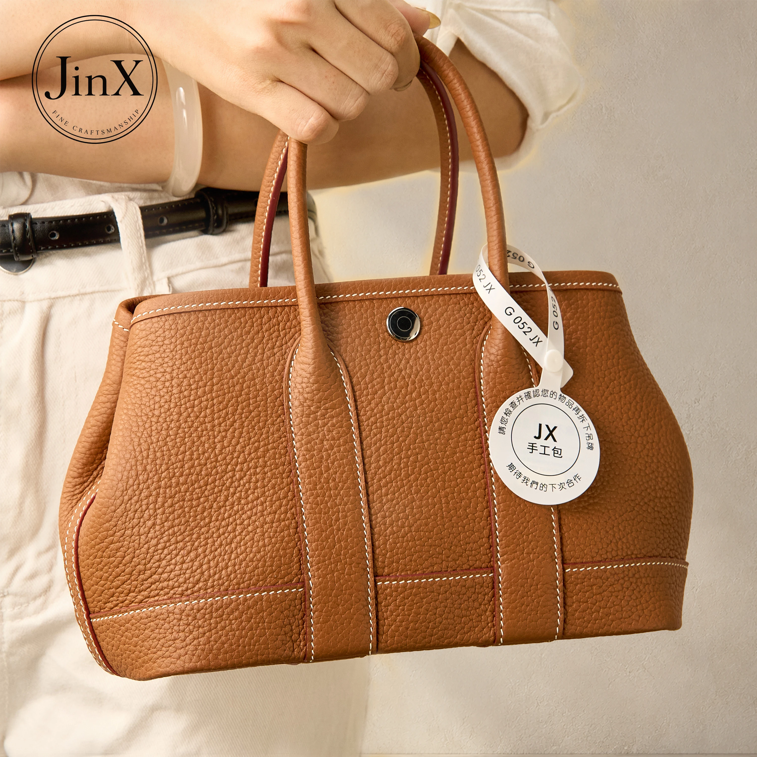 Genuine Leather Tote Bag 23×9.5×15cm Handmade Wax Thread Women Handbag Top Layer Cowhide Shoulder Bag Casual Crossbody Bag