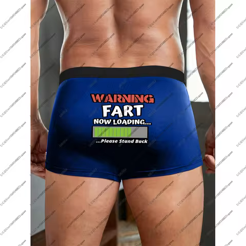 [Funny Boxer Briefs] Humorous 'FART LOADING' Men Elastane Stretchable Comfort Fit Machine Washable Casual Attire Underwear Soft