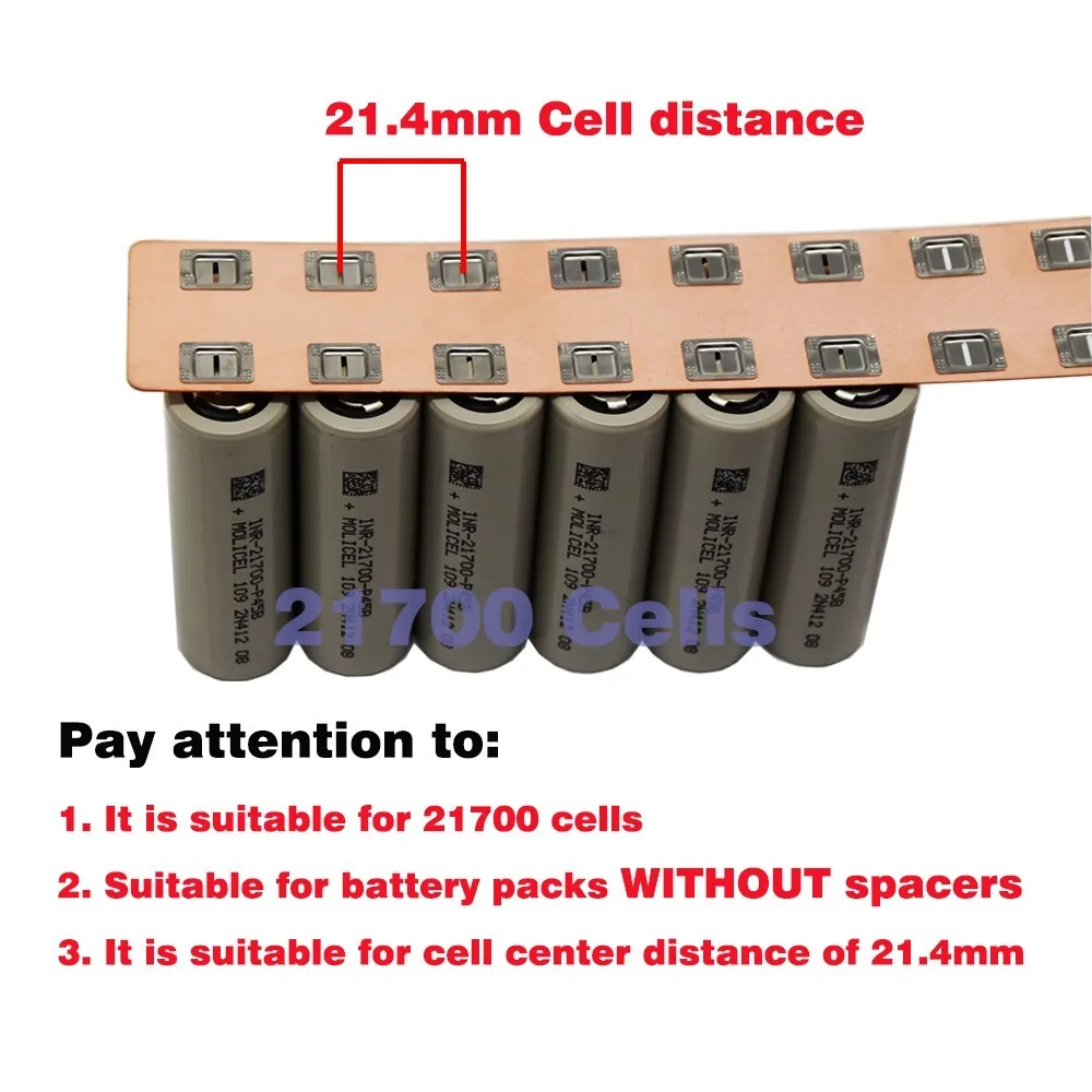 3PCS Manufacturer Custom Shape 0.3mm Pure Copper Nickel Plated Battery Connection 21700 2P Square No Spacer 21.4mm Copper Busbar