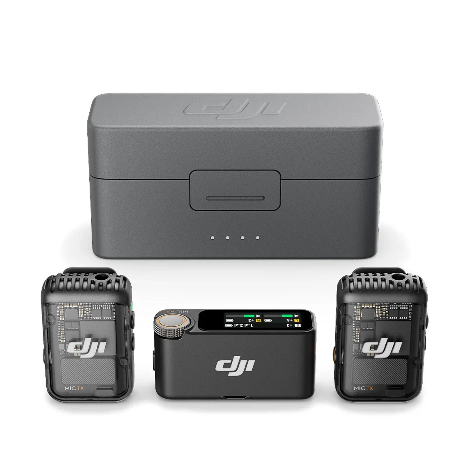 DJI Mic 2 (2 TX + 1 RX + Charging Case), All-in-one Wireless Microphone, Intelligent Noise Cancelling, 2-Person Compact Digital Wireless Microphone System/Recorder for Camera & Smartphone (2.4 GHz), Connects to Cameras, iOS/Android Devices
