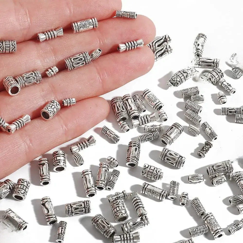 10-100 sztuk/partia antyczne posrebrzane Hollow zakrzywiona rurka koraliki dystansowe Charms złącze do tworzenia biżuterii DIY bransoletka naszyjnik — zdjęcie 2