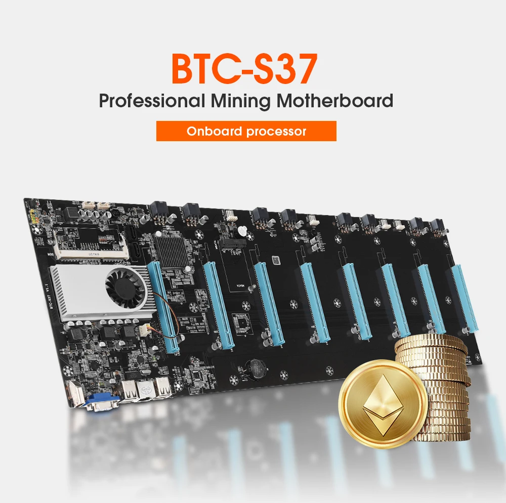 BTC-S37 65mm placa-mãe distância especialista gigabit bitcoin/eth atx 8gpu placa de mineração