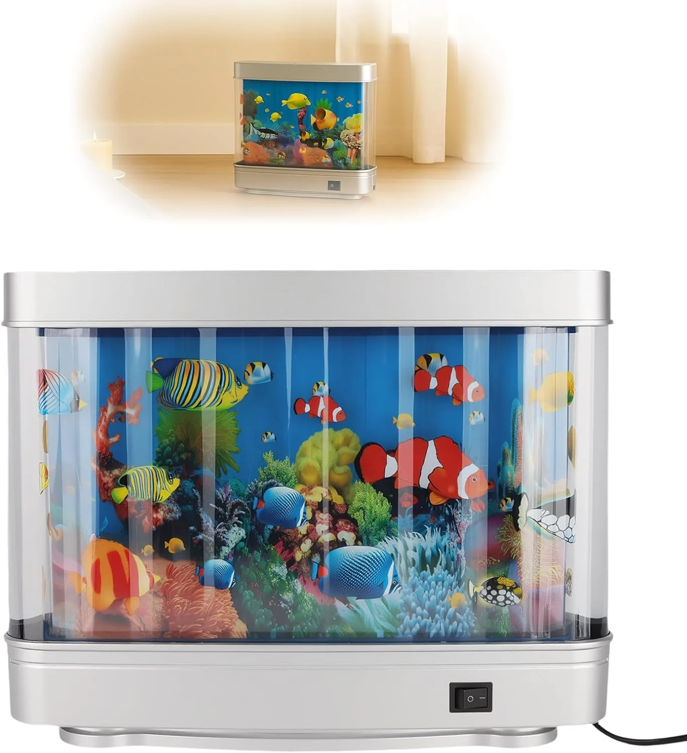 LED Baby Aquarium Light - Simulated Underwater World Mobile Toy Aquarium, Silent Fish Lamp Soft Night Light Virtual Fish Tank