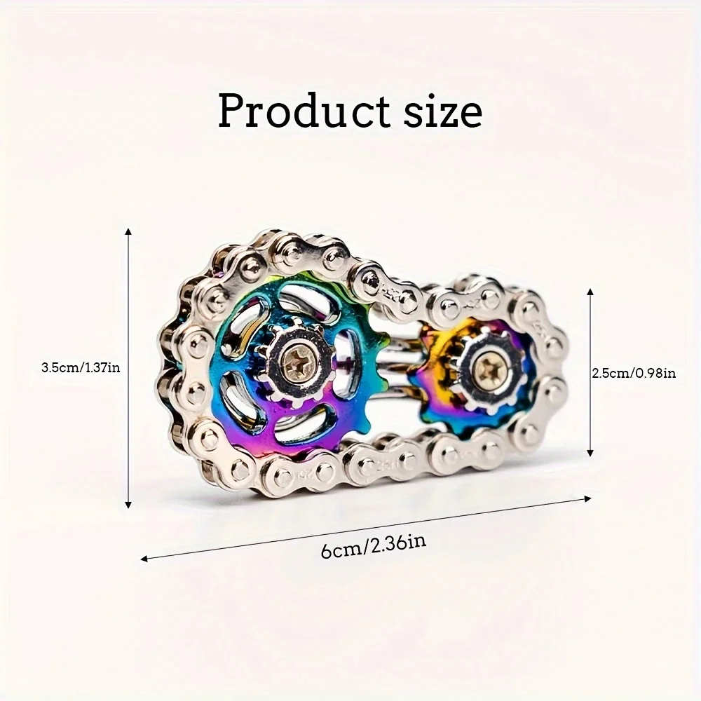 1-Pack Bicycle Chain Fidget Spinner - Silent Cnc-Milled Stainless Steel Gear Desktop Toy, Suitable for Adults |   Steampunk Decorative Stress Reduction and Focus Tool (Suitable for Office) (Mechanical Art Collectible)
