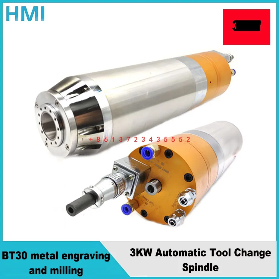 

BT30 metal engraving and milling, high speed, pneumatic water cooling 3KW automatic tool change spindle, engraving machine