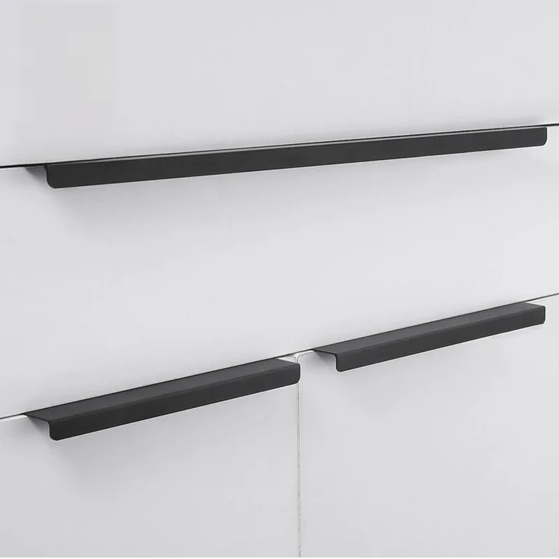 KAK Fashion Schwarze versteckte Schrankgriffe aus Aluminiumlegierung, Küchengriffe, Schrankgriffe, Schubladenknöpfe, Möbel, Zimmertürbeschläge