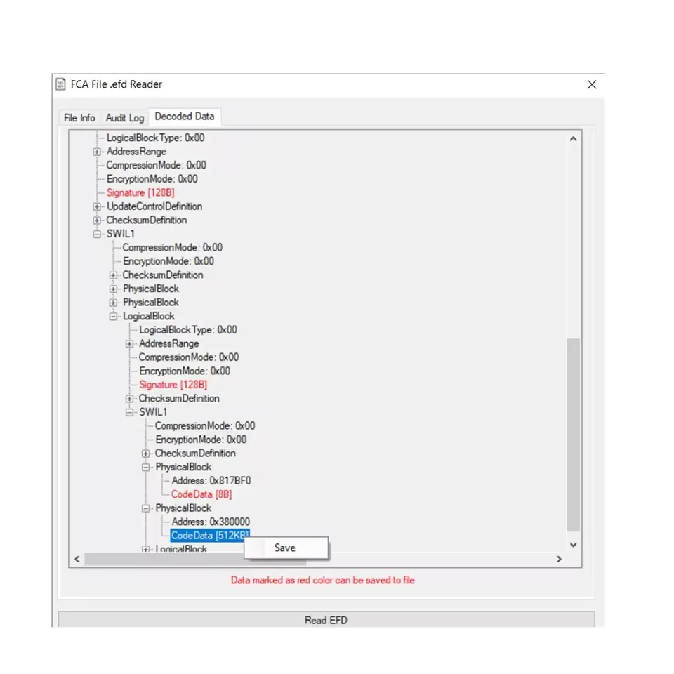 For CHRYSLER EFD FCA TO BIN CONVERTER Reader/Extractor For FCA .EFD Crypted Files Extract–decode FCA .efd files