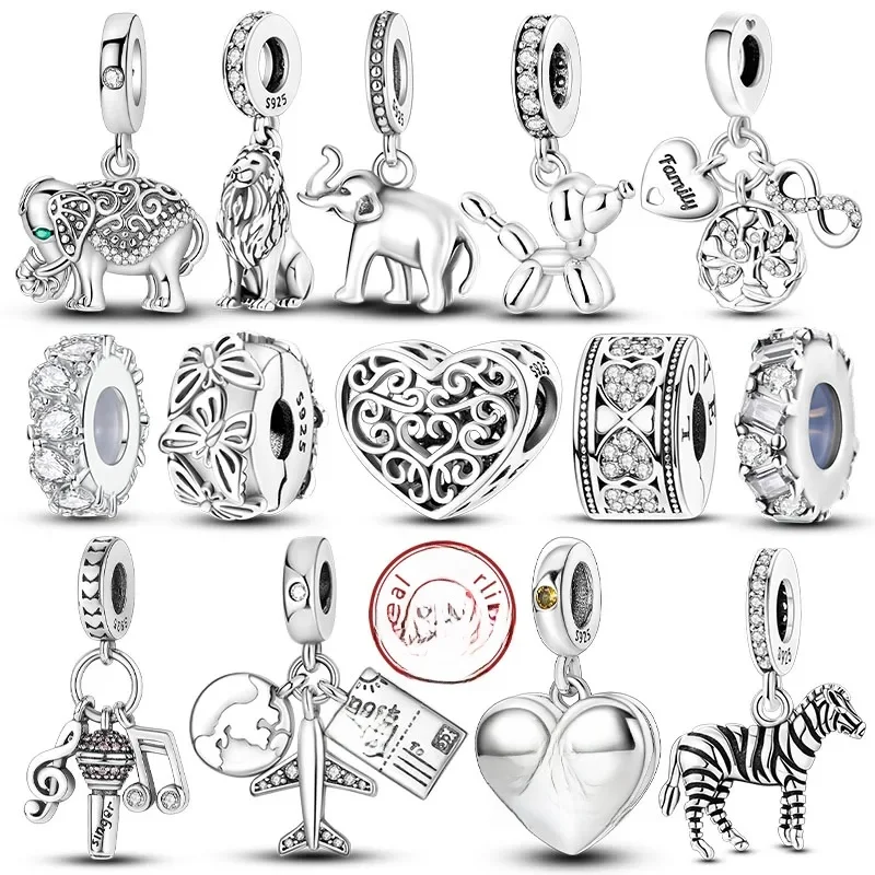 925 Sterling Silver Charms Beads Pendant Tree of Life Dog Elephant Love Heart Charm Fit Original Bracelet DIY Women Jewelry Gift — zdjęcie 2