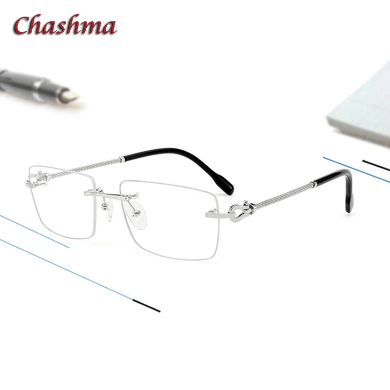 Chashma Prescription Glasses Men Fashion Rimless Eyeglasses Frames Pure Titanium for Myopia Recipe Eyewear Lens Women Spectacles