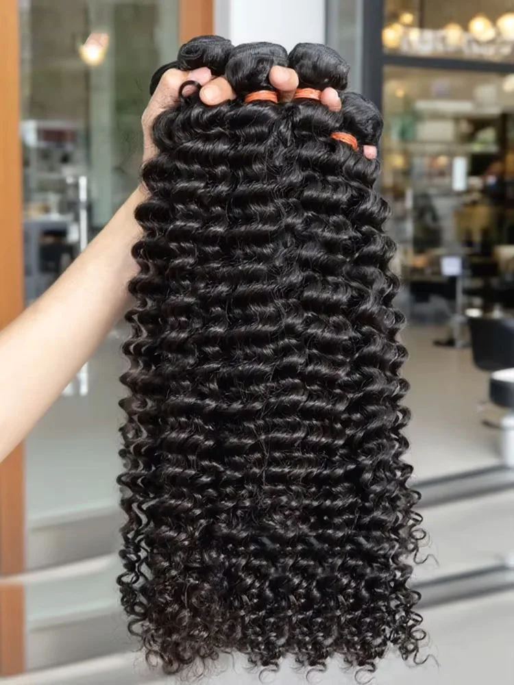 

Mossily 30, 32-дюймовый пучок человеческих волос с глубокими волнами, бразильские вьющиеся, 3 4 пучка, необработанные Remy, 100% необработанные наращивания, двойной уток, 12A