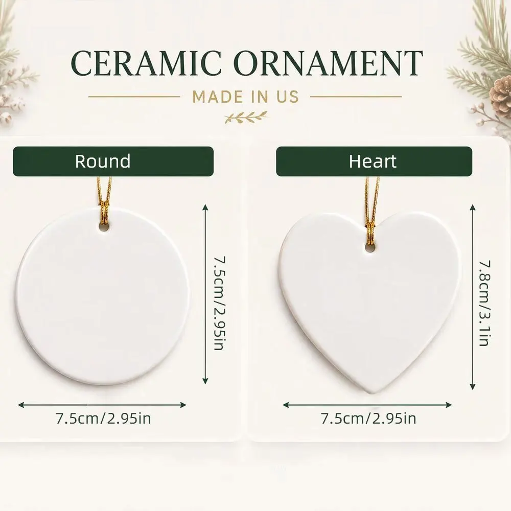 2026 New Custom Name Year Heart Shape Ceramic Christmas Ornament Santa Reindeer Monogram Alphabet, Xmas Tree Pendant for Kids.