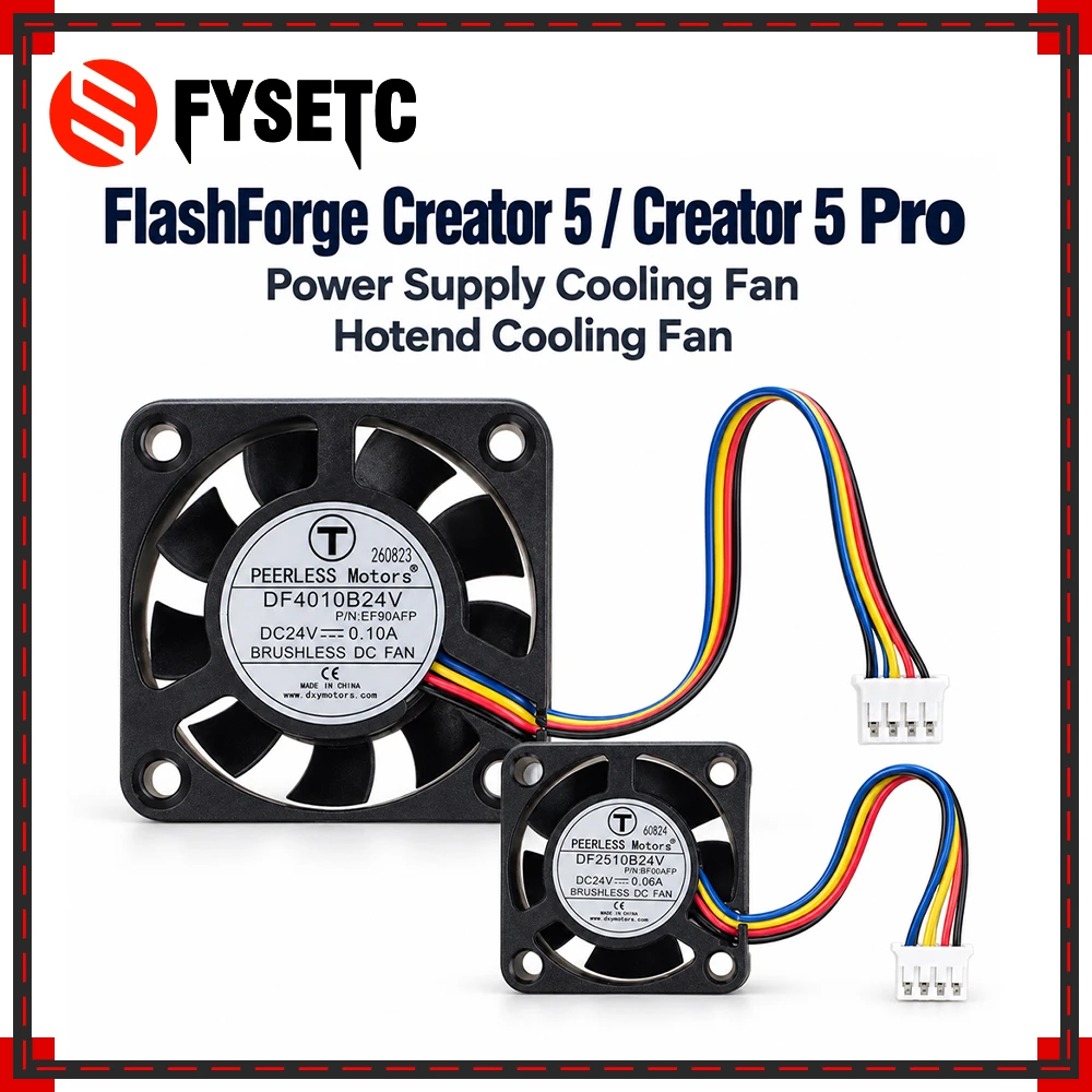 For FlashForge Creator 5 / Creator 5 Pro Power Supply Cooling Fan And  Hotend Cooling Fan Low Noise And Durable For 3D Printer