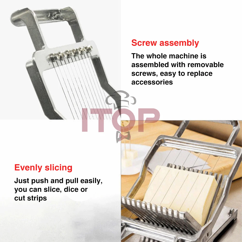 ITOP Cheese Slicer Stainless Steel Cutting Wire Butter Slicing Tools Qucik Cutter Cheese Bread Strip Cutting Commercial Tool