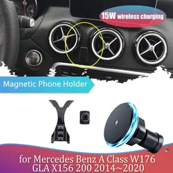 15W Car Phone Holder for Mercedes Benz A Class W176 GLA X156 180 2014~2020 Magnetic Support Wireless Charging Accessories iPhone