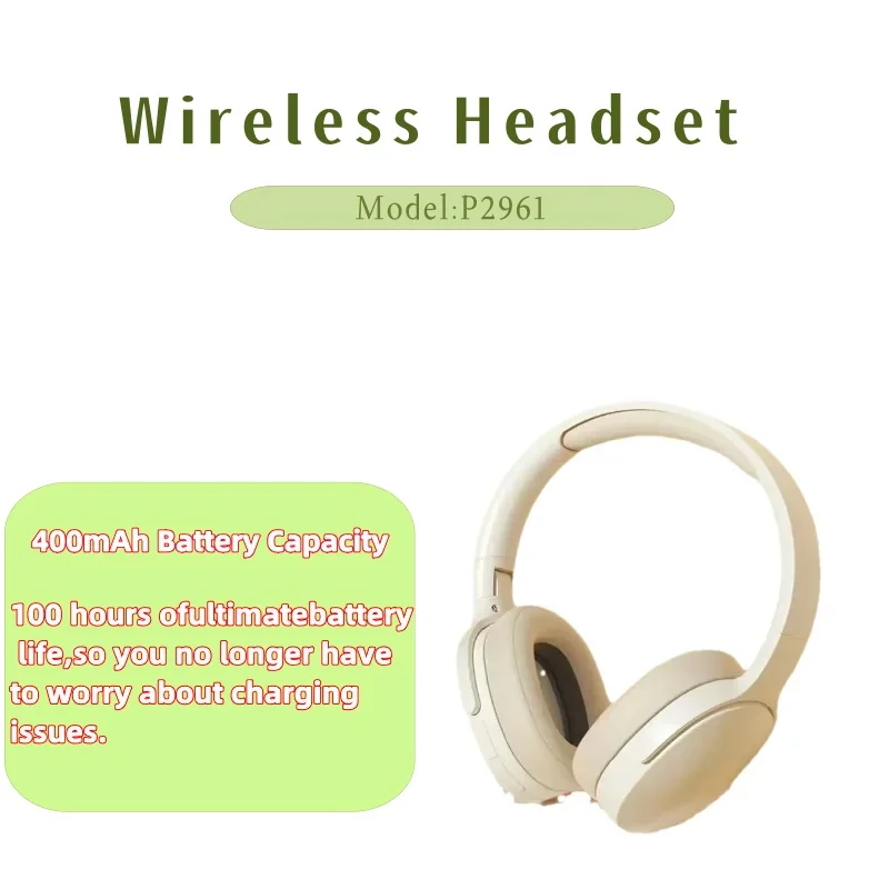 Wireless Headphones Bluetooth 5.3 Earphone For Samsung Iphone Stereo Hifi Headset Game Earbuds With Mic 400mAh 100h Battery Life