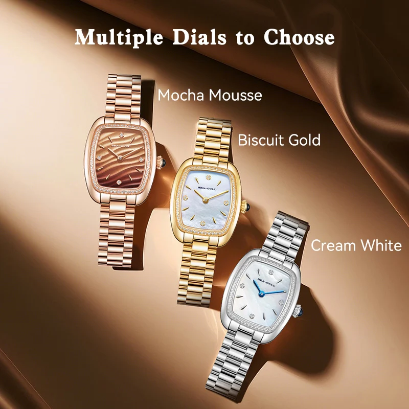 Seagull 2025 New Ladies Watch Mocha Mousse Women Automatic Mechanical Watch Fashion Business Clock Bracelet Wristwatch 1081L