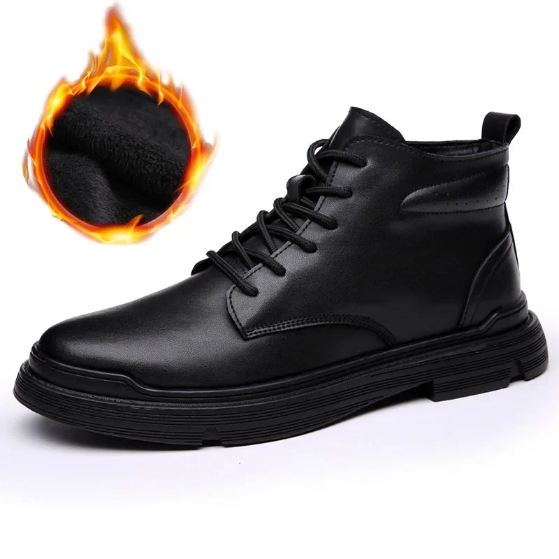 100% oryginalne skórzane buty mężczyźni jesień zima buty ciepłe pluszowe-30 stopni mroźna zima męskie botki skóra bydlęca Botas KA3108 — zdjęcie 2