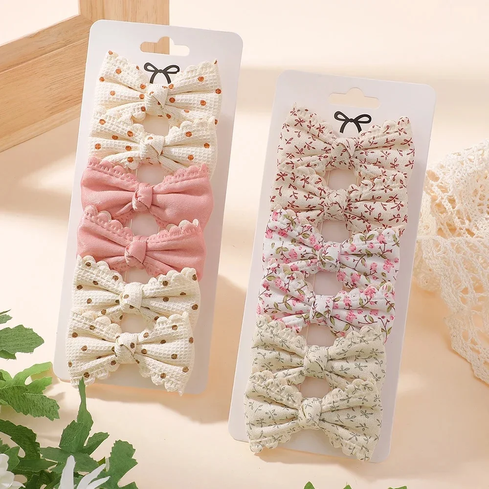 Pinces à cheveux à imprimé Floral pour bébés filles, 6 pièces/ensemble, jolies Barrettes en coton pastoral frais, accessoires pour cheveux