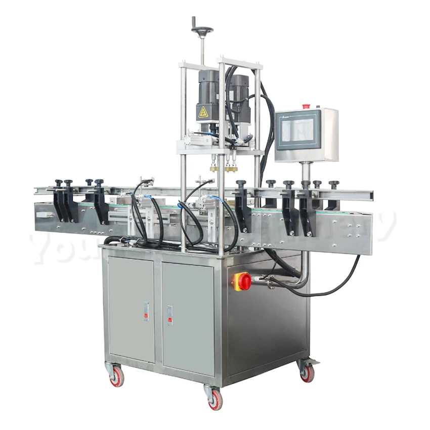 CDX-1 Pneumatic Lug Screw Capper Automatic Small Glass Beverage Bottle liquid Shampoo Sprays Round Bottle Capping Machines