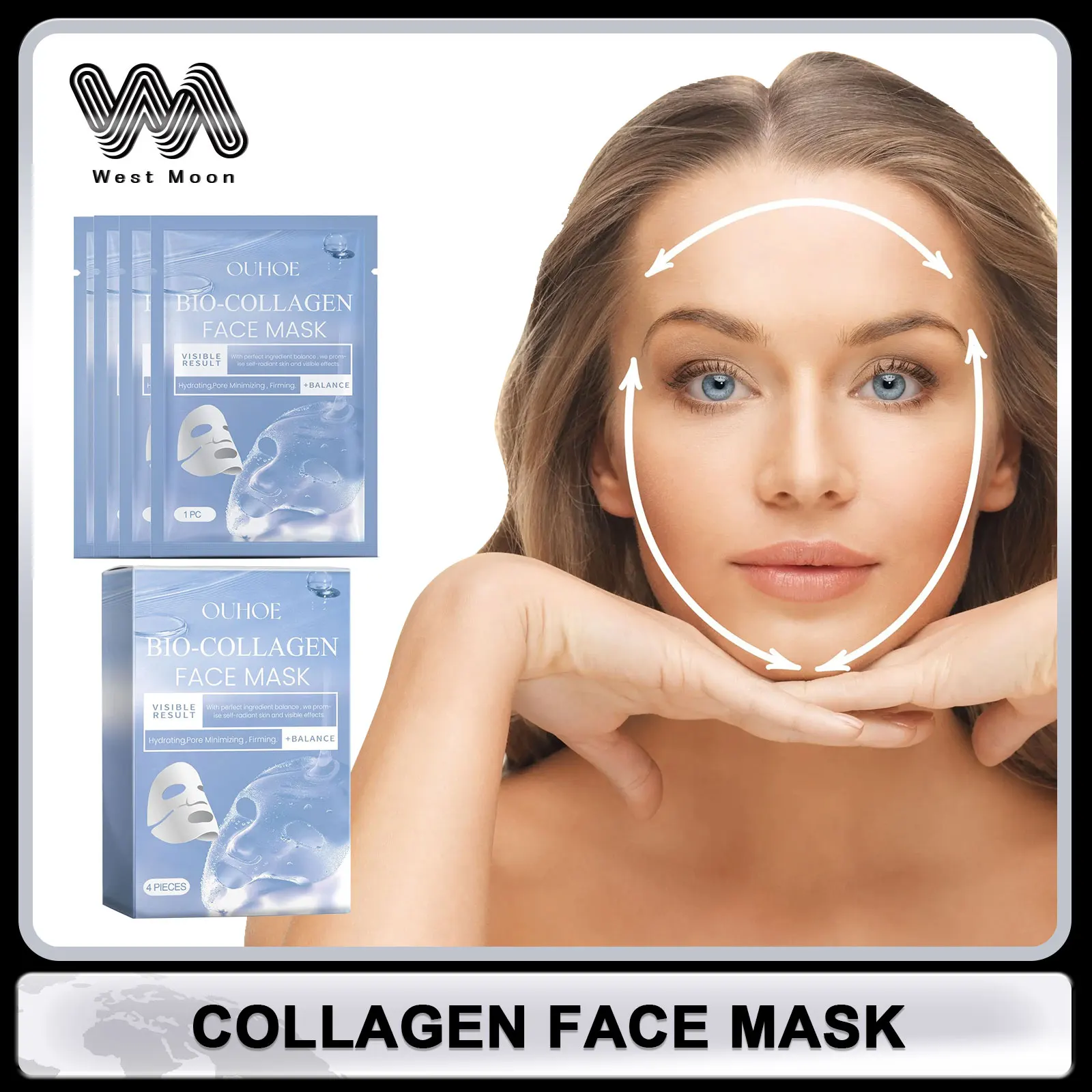 Collageen Masker Voor Gezicht Hydraterende Verstevigende Hydraterende Verfrissende Vel Maskers Verheldering Gezichtsmasker Lift Huidverzorgingsproducten 4Pc