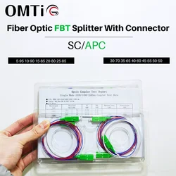 Mathiateur de Fibre FBT 1x2 avec Connecteur SC/APC, 1/99 10/90 20/80 30/70 40/60 50/50 35/65 25/75 15/85, 10 Pièces