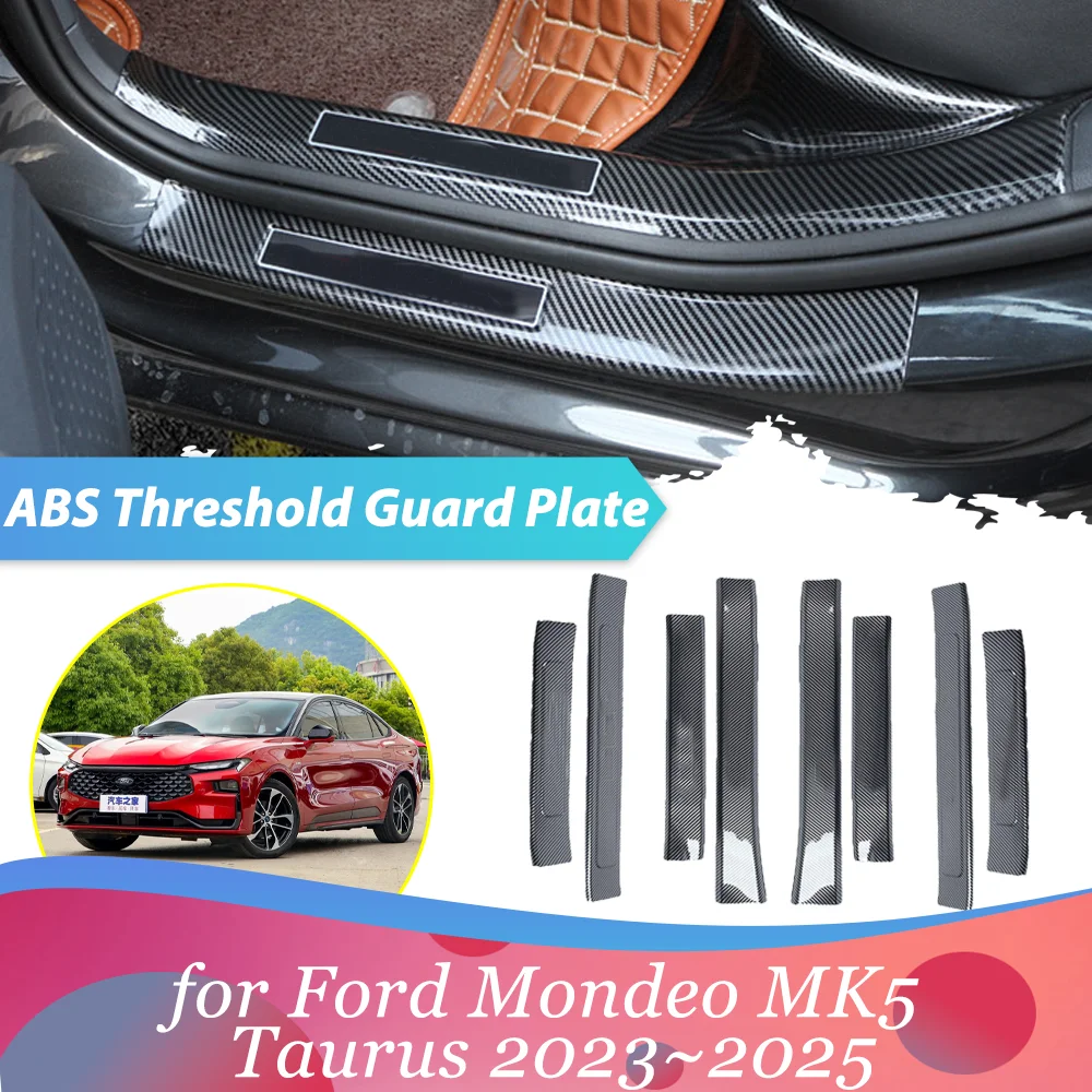 Car Welcome Pedal for Ford Mondeo MK5 Taurus 2023~2025 ABS Door Sill Scuff Threshold Guard Plate Trim Strips Sticker Accessories