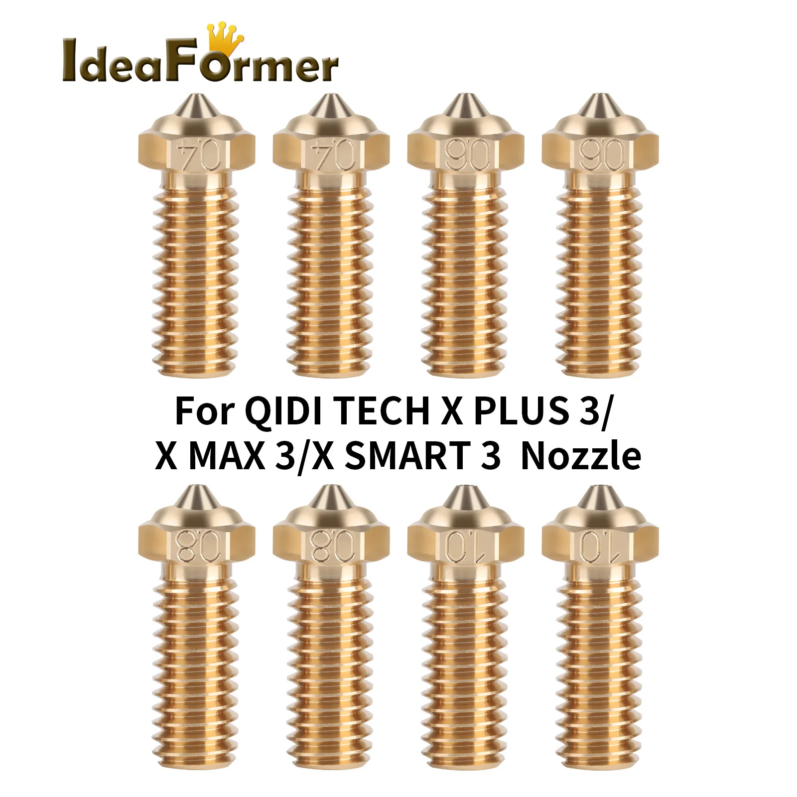 Для 3D-принтера серии QIDI X 0,4 0,6 0,8 1,0 мм Латунное сопло Для QIDI Tech X-Plus 3, X-Max 3, X-Plus 3 Hotend Nozzle 1,75 мм M6.