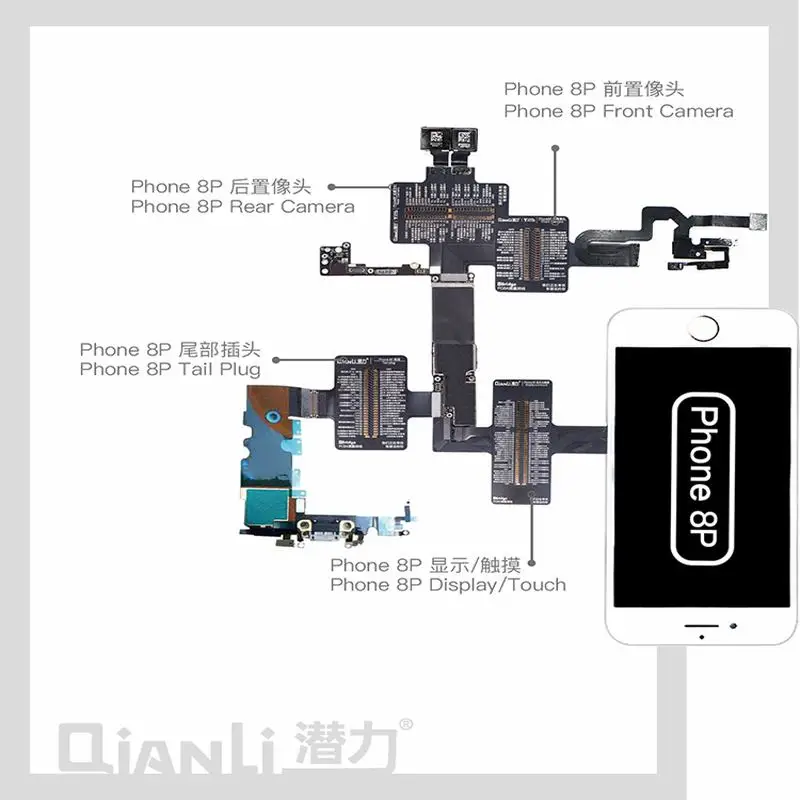 QIANLI iBridge Test Cable for Phone 6-XSM Motherboard Fault Detecting Display Touch Rear Camera Tail Plug Repair Flex Line