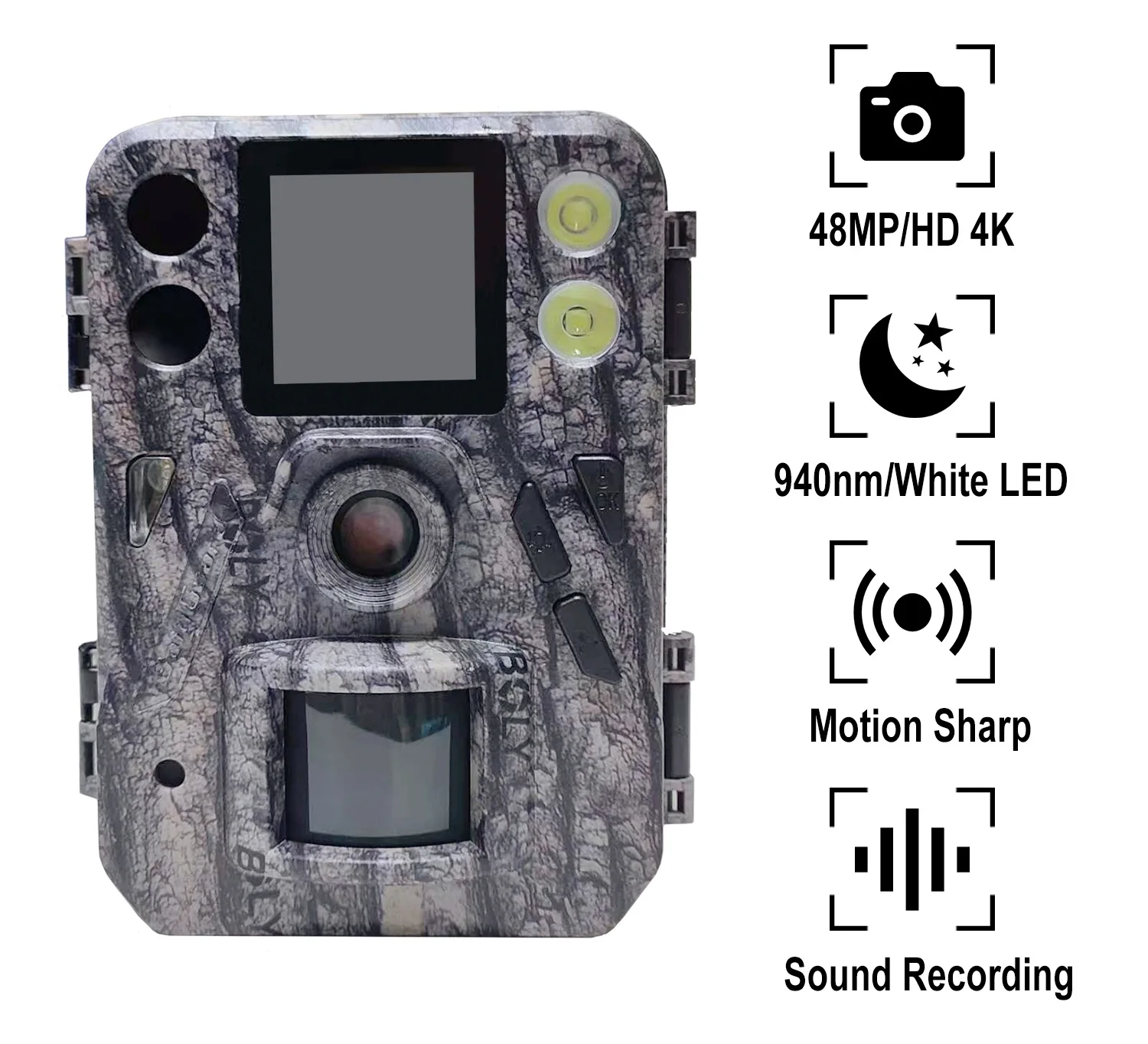 BolyGuard Hunting Game Camera Trail Cam 48MP/4K 30fps SG520-Plus Dual Flash ( 940nm Black IR&White LED) for Outdoor Wildlife