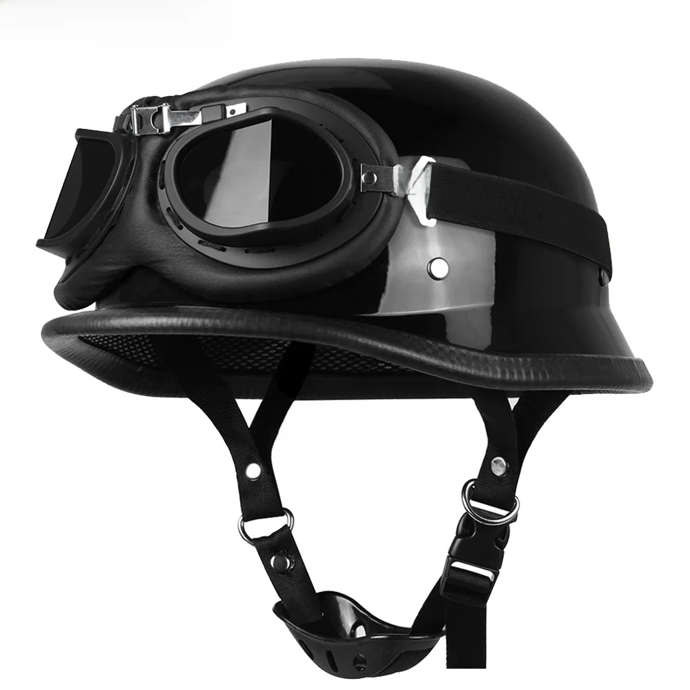 Motorrad Halbhelm Vintage Deutscher Stil Pilot Motorradhelme Open Face Retro Motocross Helm Motorradzubehör Dot