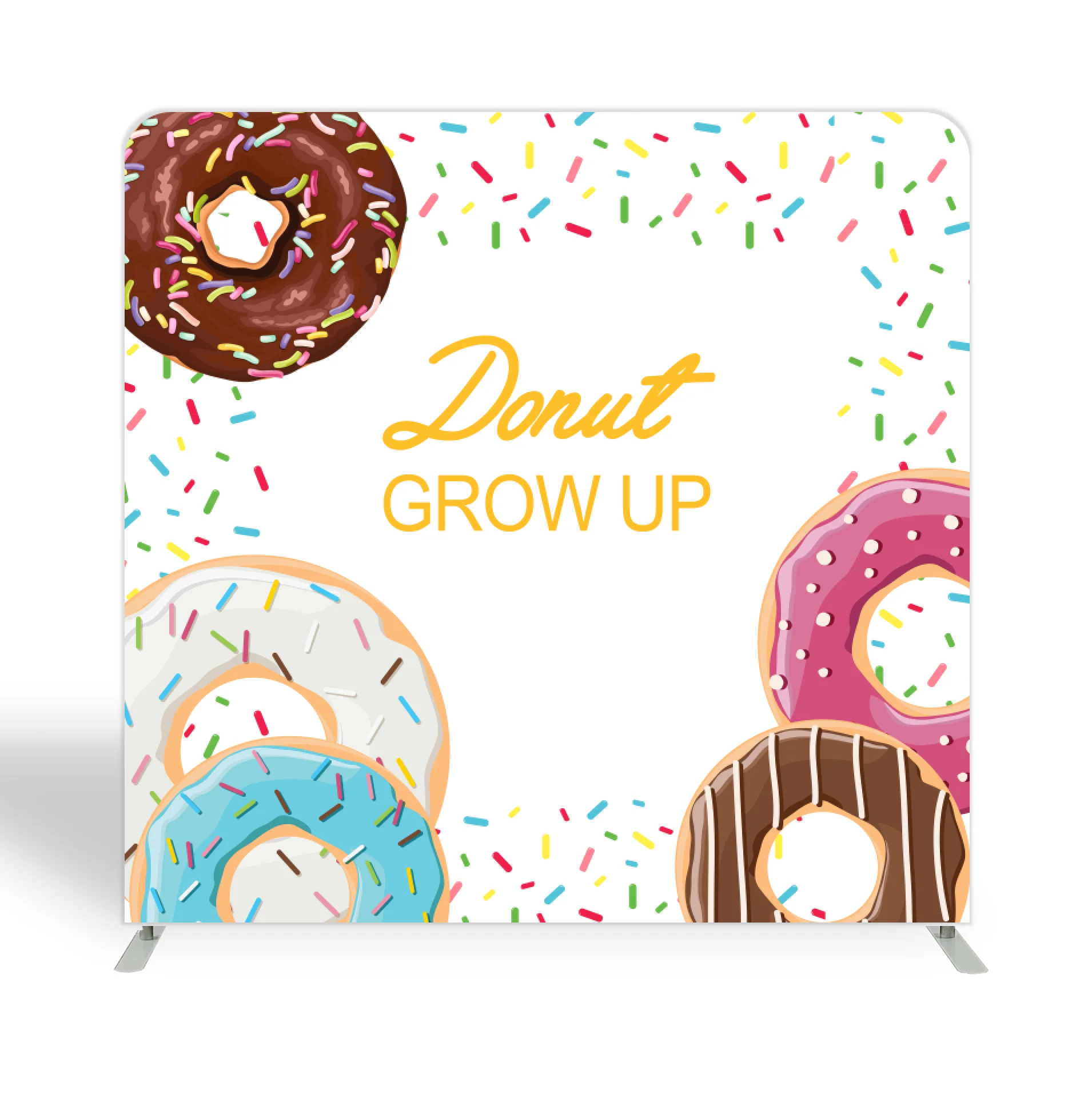 

8x8ft 10x8ft 10x10ft Donut Theme Birthday Party Straight Pillow Case Photo Booth Backdrop Stand Cover