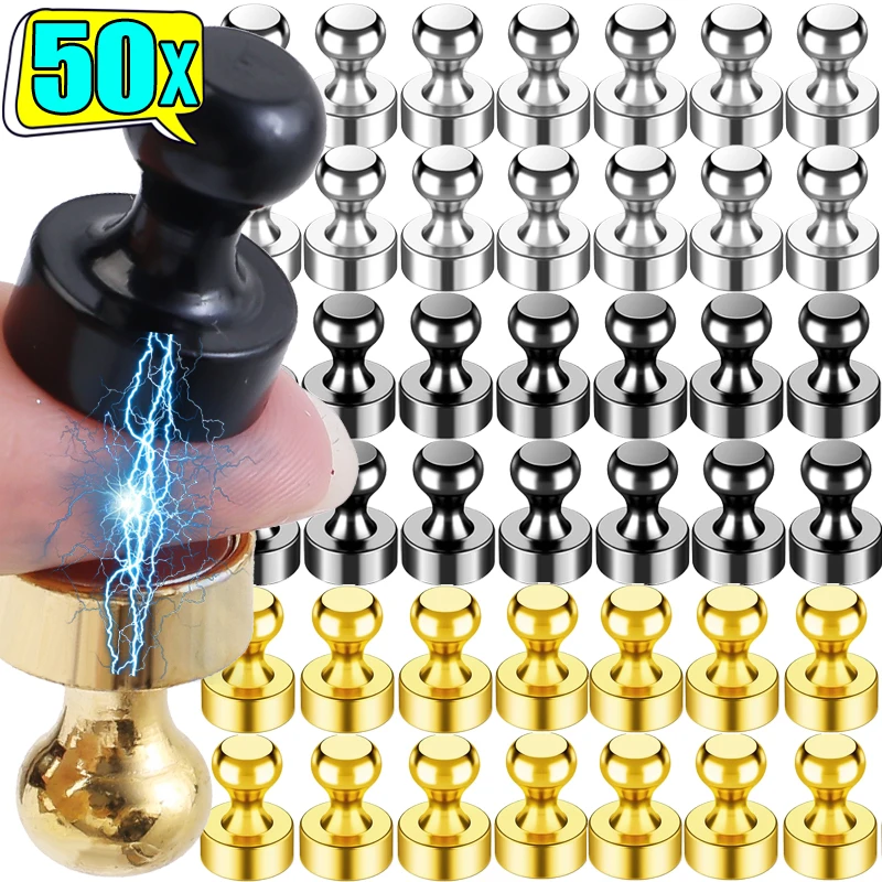 1/50PCS Mini Metal Strong Neodymium Magnetic Pushpins Fridge Whiteboard Sucker Storage Hooks Kitchen Bathroom Magnet Wall Hanger