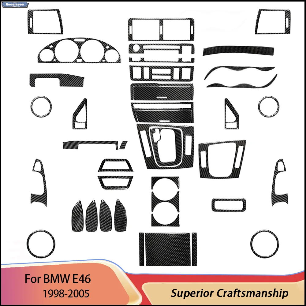 Autocollants de voiture en fibre de carbone pour BMW Série 3 E46 1998-2005, accessoires décoratifs intérieurs de voiture