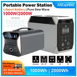 1000W/2000W Portable Power Station，Lifepo4 Battery,Outdoor Camping Bank Supply ,Pure Sine Wave, Led Lighting