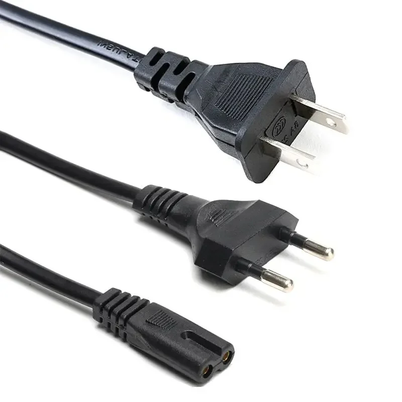 Câble d'extension blanc noir à 2 broches US EU vers C7 C8, 1 pièce, alimentation pour éclairage Led, figurine européenne américaine 8, cordon d'alimentation 1.5m 0.6M