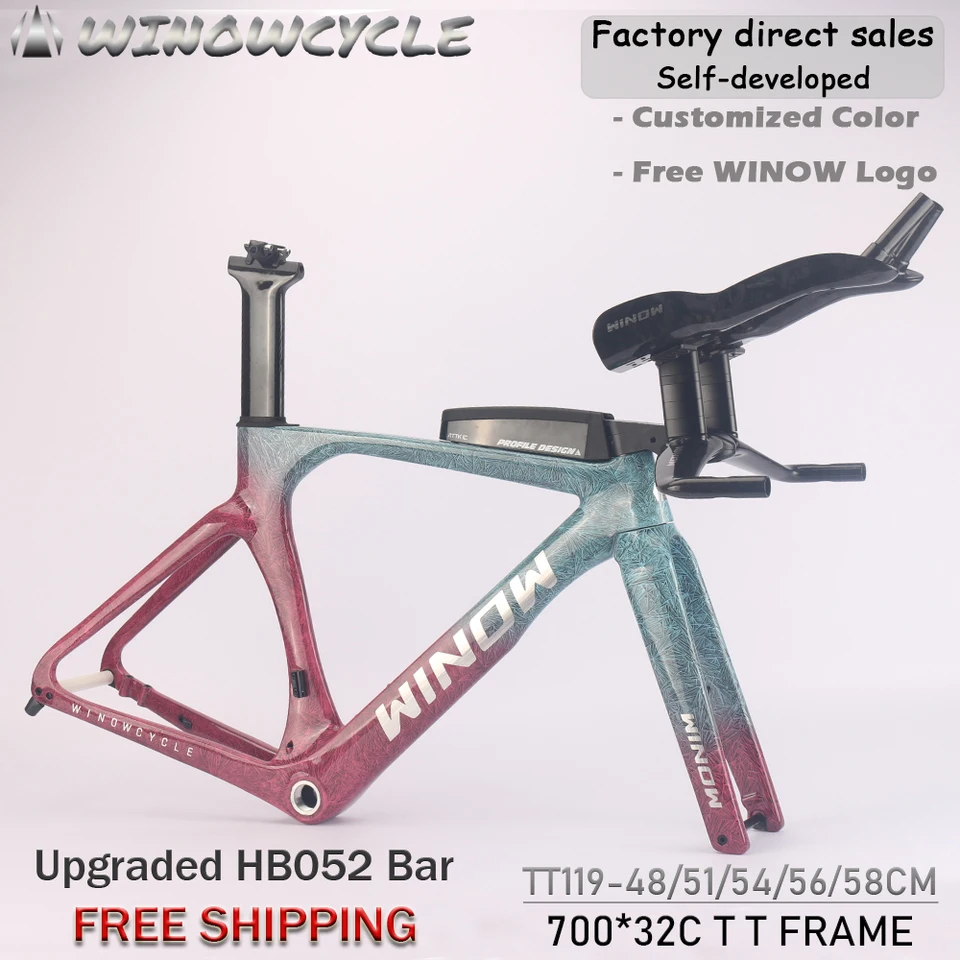 Winow Cycle Crank Paint 700*32C Carbon TT bike frame Triathlon