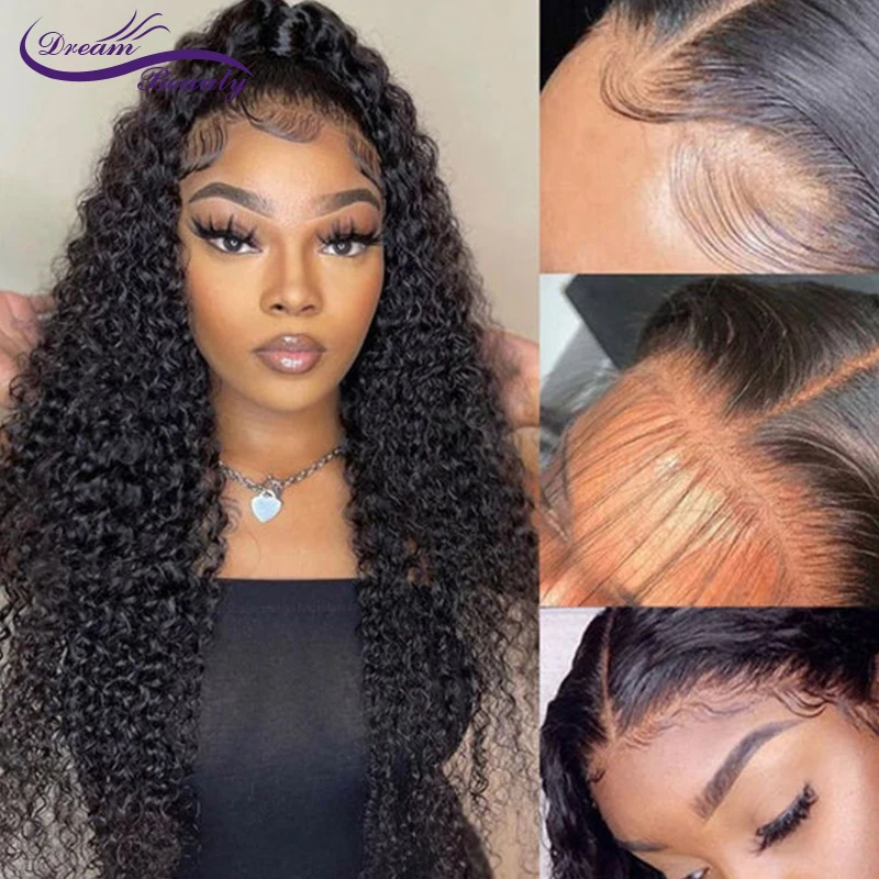 

HD Lace Frontal Human Hair Wigs PrePlucked Brazilian Afro Kinky Curly Invisible 13x4 HD Lace Frontal Wig For Women Gluless