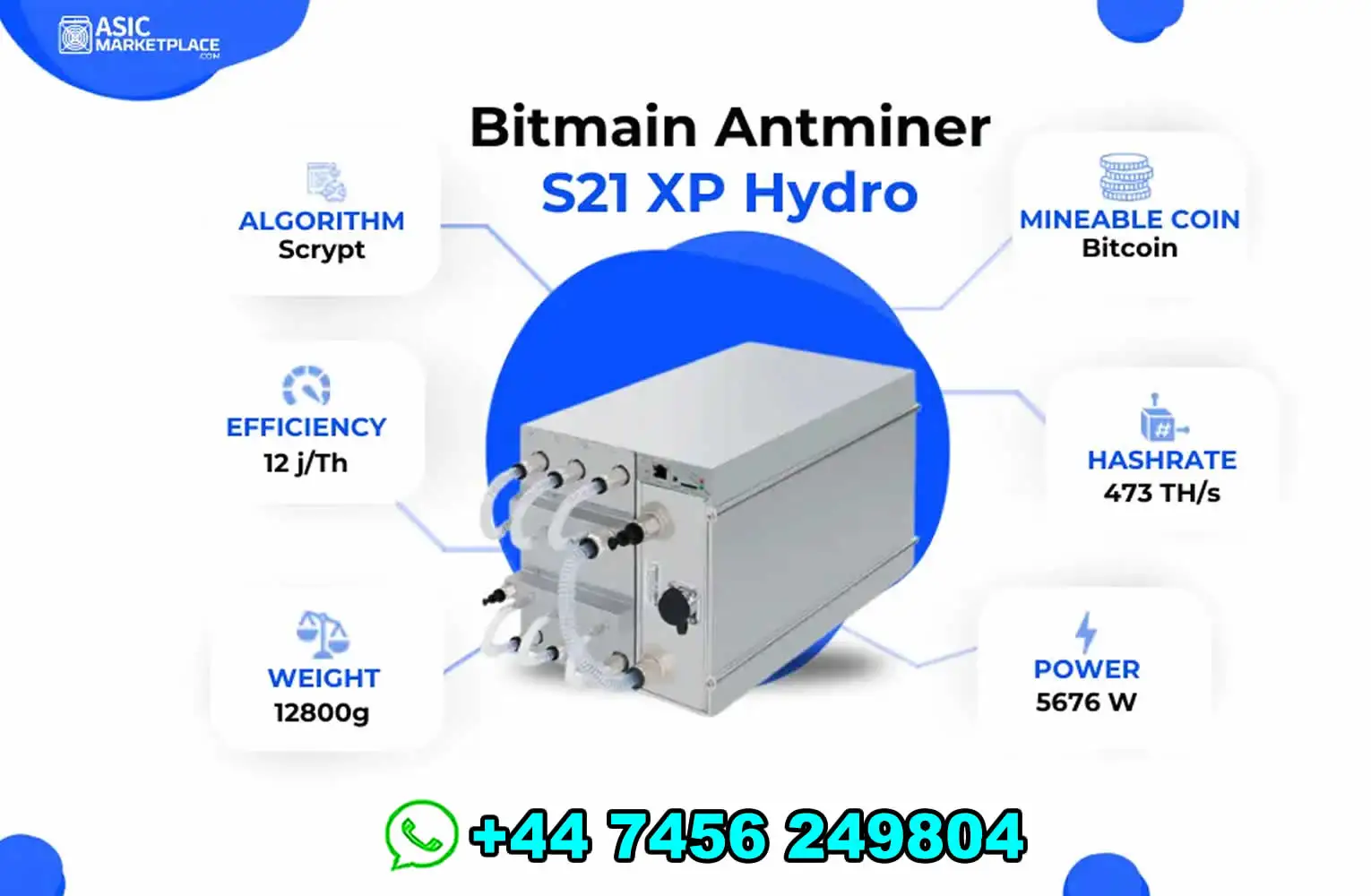 DX New Antminer S21 XP Hyd 473Th/s 5676W SHA-256 algorithm Bitcoin Miner -GLOBAL SHIPPING