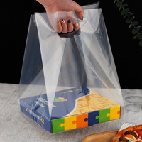 50Pcs/lot Pizza Packaging BagTransparent Handle Plastic Bags Cookies Packing Birthday Party Cake Bread Supplies Thick