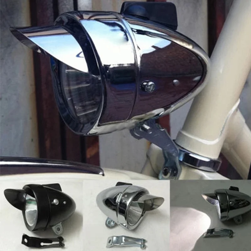 AliExpress NONE Metal Chrome Cycling Bicycle Accessories Bicycle Lights Vintage Bike Bicycle Retro LED Headlight Front Fog Light Head Lamp