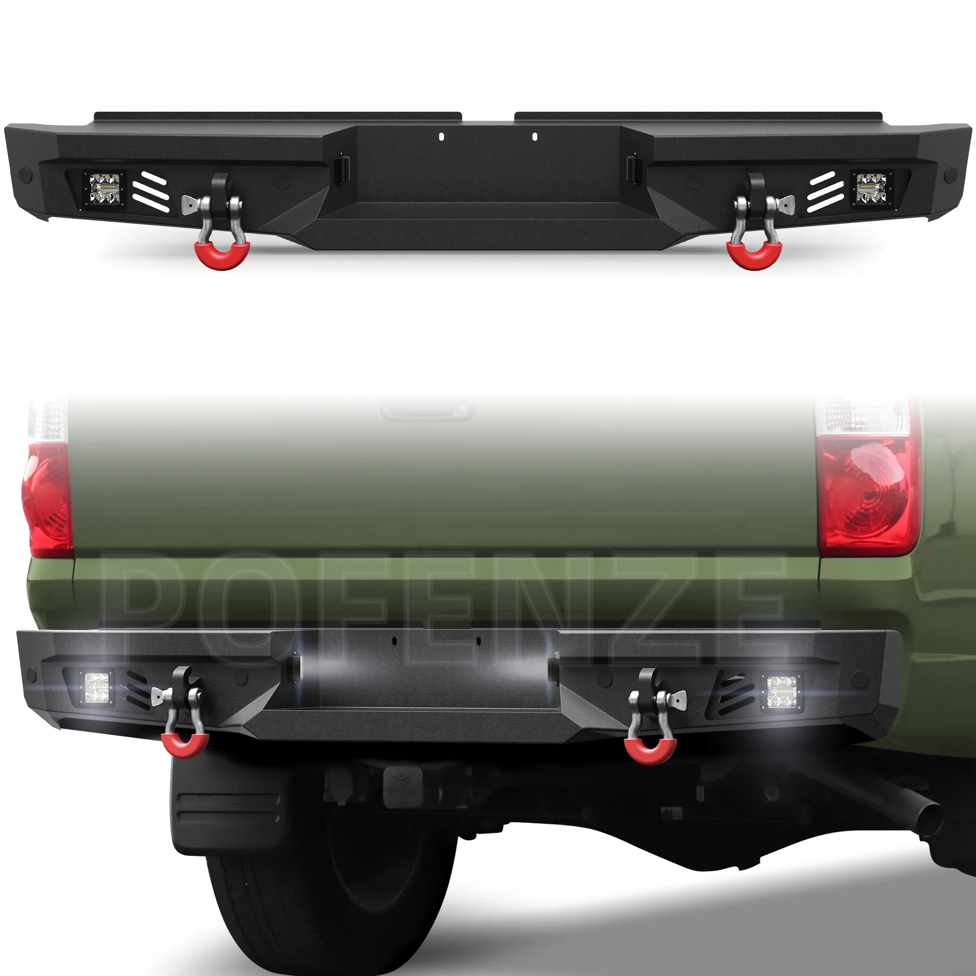 

Rear Bumper for Tundra 2000-2006, Full Width Offroad Bumper with Step Plate, Light, D-rings, License Plate, Pickup Accessories