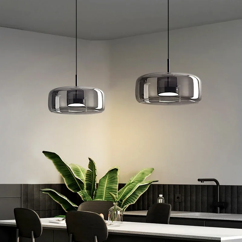 Nowoczesne szklane lampy wiszące LED, żyrandole do jadalni, lampy wiszące, lampy sufitowe, oświetlenie wewnętrzne. — Zdjęcie 2 z 2
