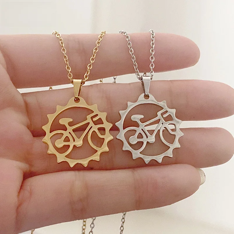 AliExpress SMJEL Classic Punk Cute Bike Cycling Bicycle Charms Stainless Steel Necklace Fashion Design Jewelry for Women Men Birthday Gifts